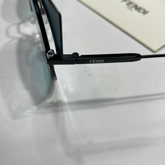 Fendi 53mm Cat Eye Sunglasses black and blue stripes - Picture 9 of 15